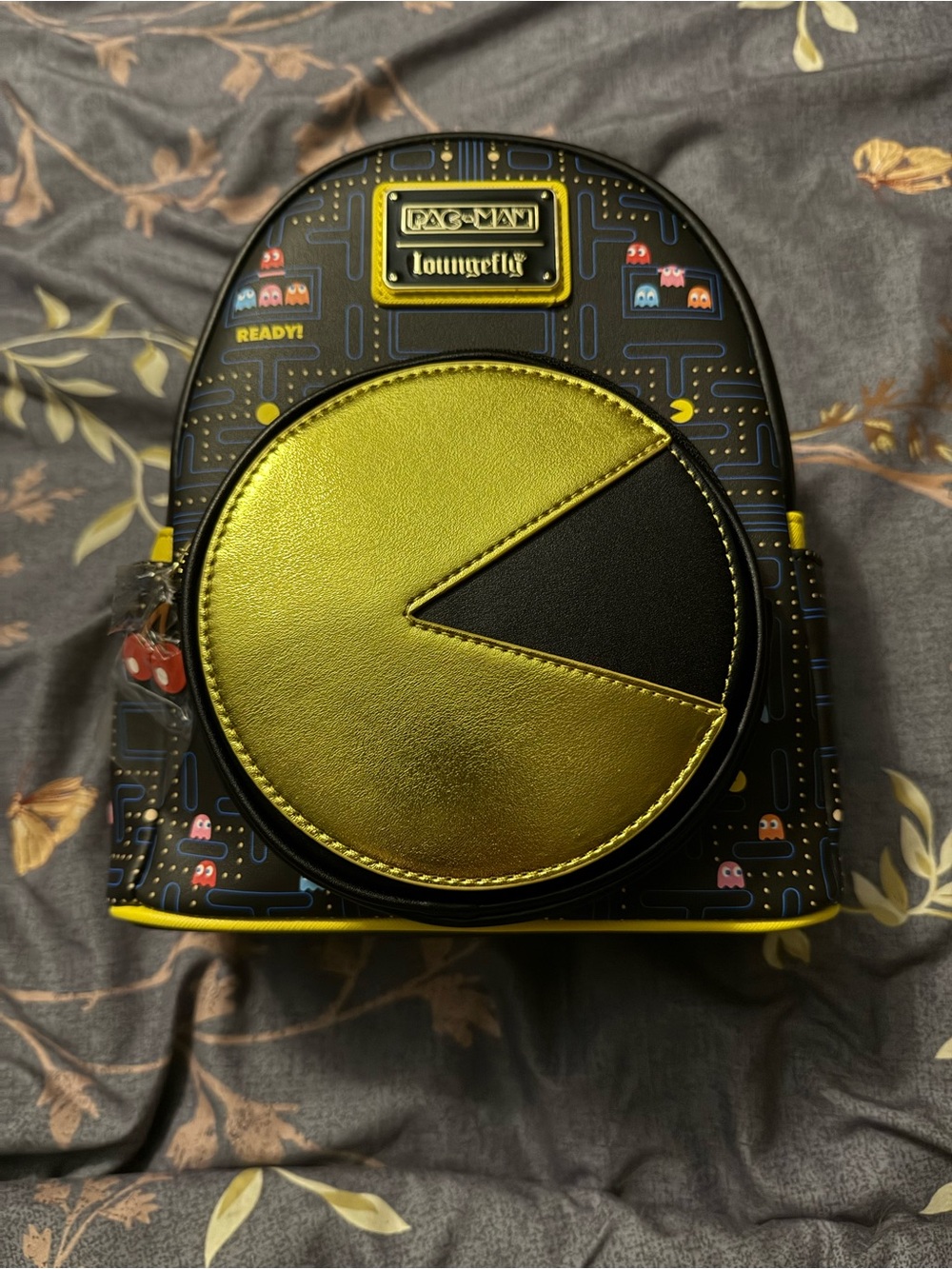 Loungefly PAC-MAN Metallic Gold & Black Mini Backpack